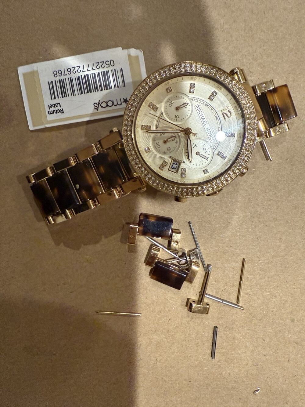 Michael Kors Chronograph Gold Stainless Steel Diamond Bezel Analog Wristwatch - Picture 1 of 5
